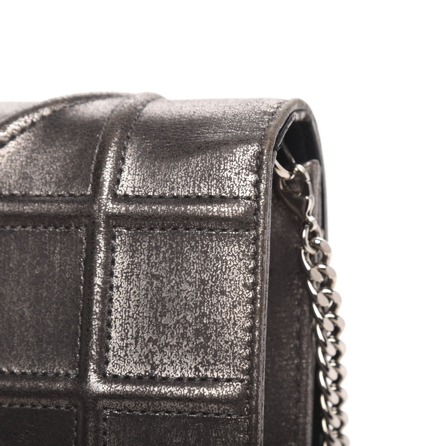 Christian Dior Metallic Brushed Calfskin Diorama Wallet on Chain Pouch Gunmetal 11 of 12