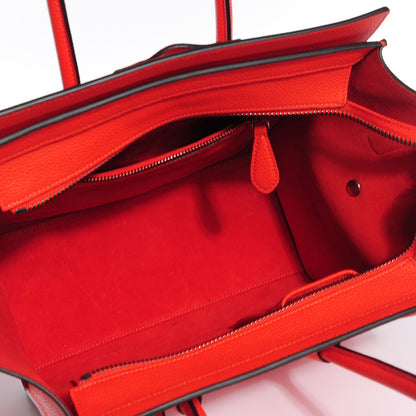 Celine Drummed Calfskin Micro Luggage Vermillion 5 of 8