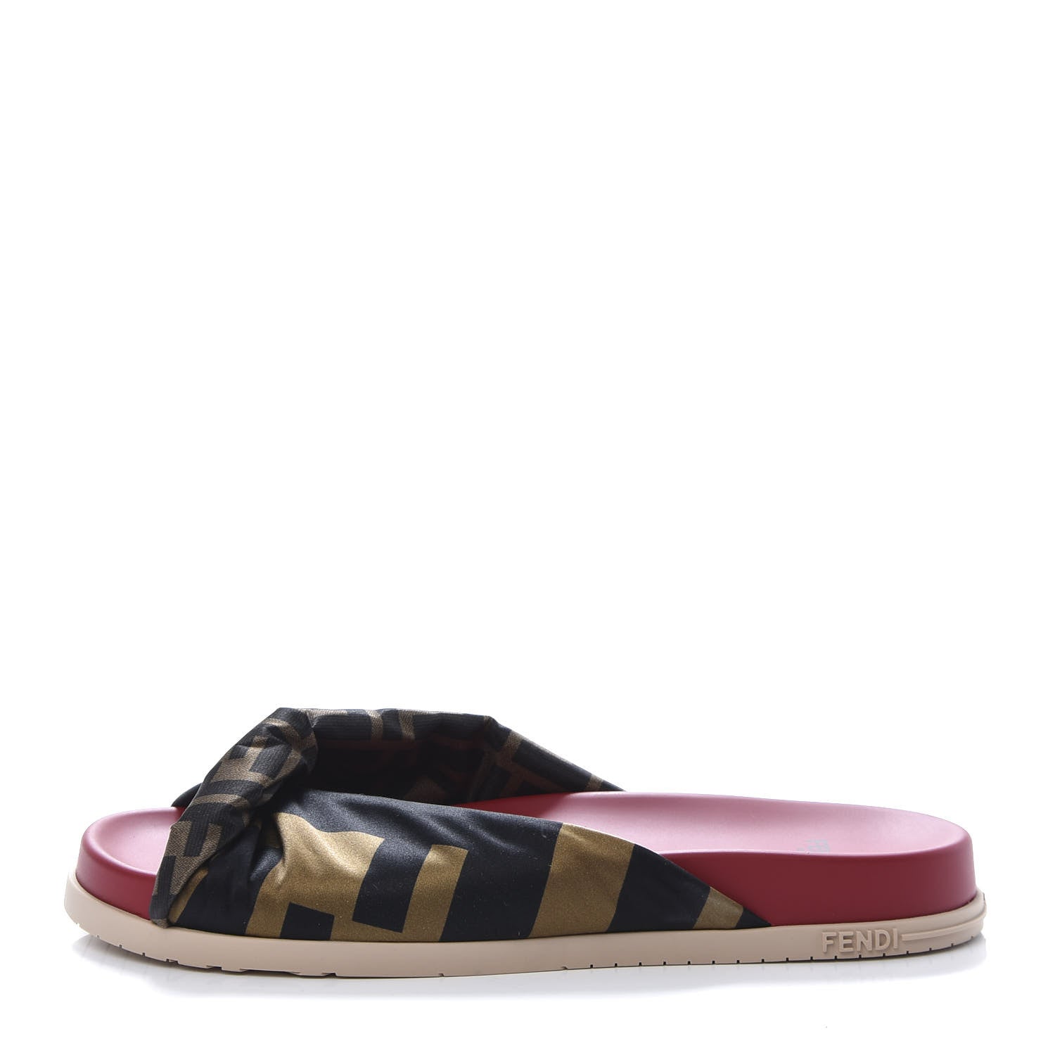 Fendi Satin Rubber FF Twist Slide Sandal 40 Red 1 of 8