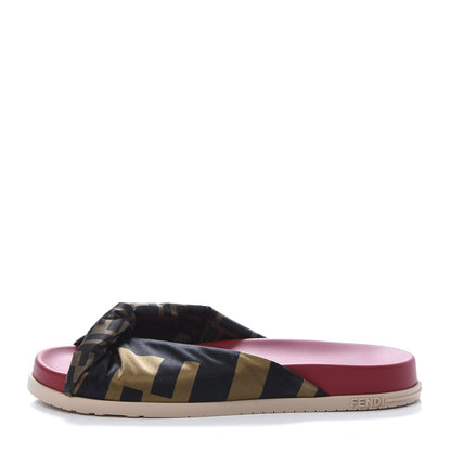 Fendi Satin Rubber FF Twist Slide Sandal 40 Red 1 of 8