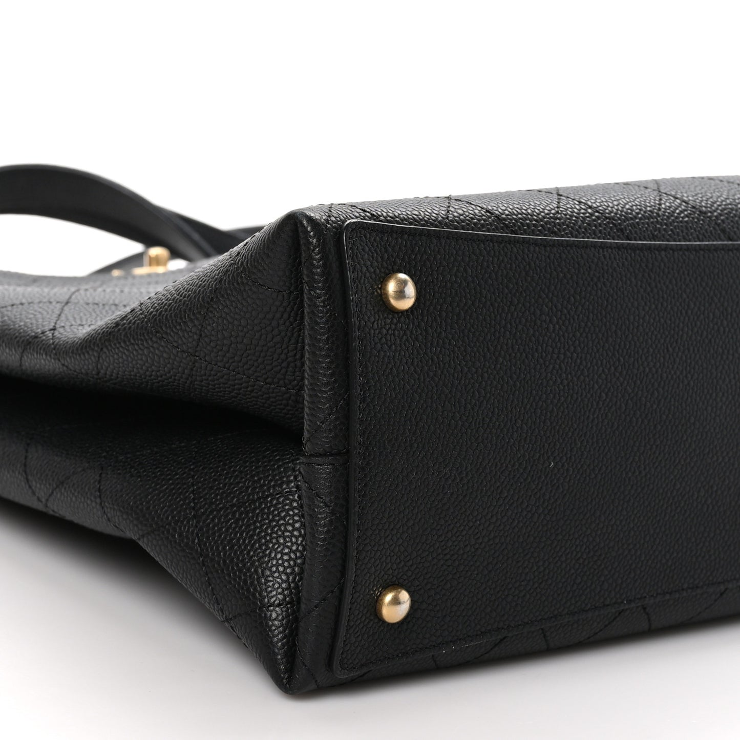Caviar Stitched Large Shopping Tote Bag Black