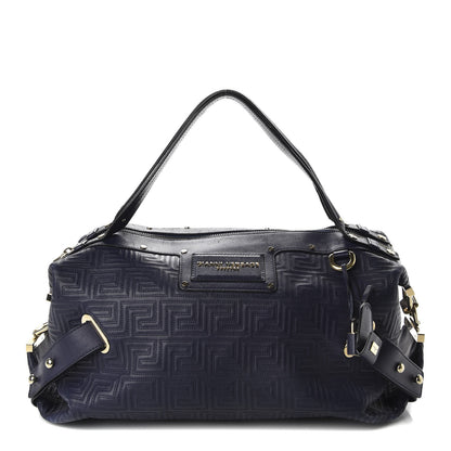 Versace Lambskin Couture Satchel Blue 2 of 9