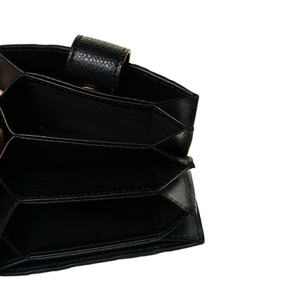 Fendi Vitello Cruise F is Fendi Bi-Color FF 1974 Embossed Gusseted Card Holder Maya Black 5 of 9