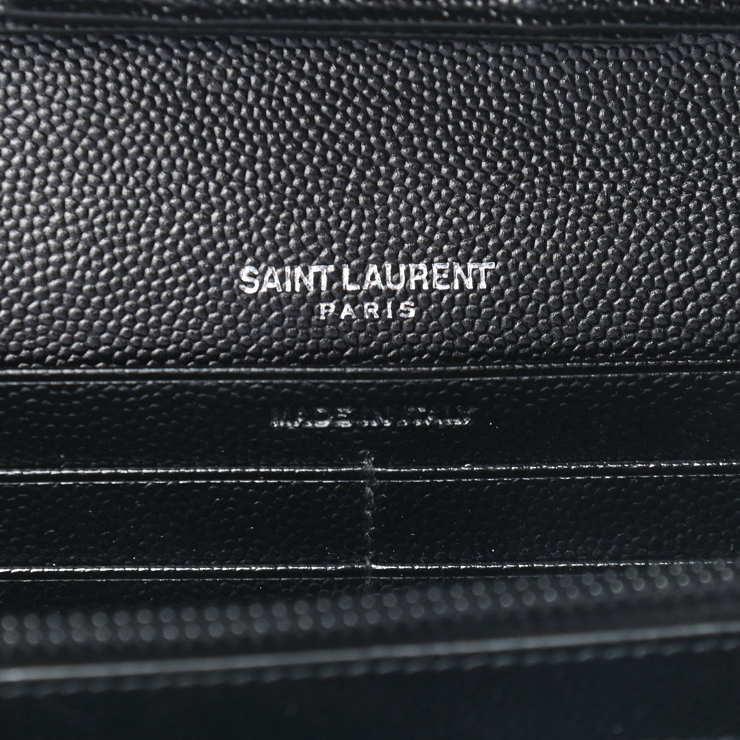 Saint Laurent Grain De Poudre Matelasse Chevron Monogram Chain Wallet Black 6 of 8