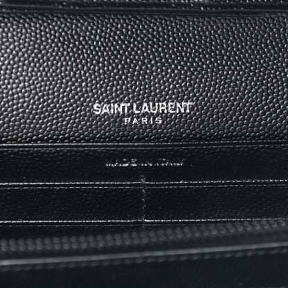 Saint Laurent Grain De Poudre Matelasse Chevron Monogram Chain Wallet Black 6 of 8