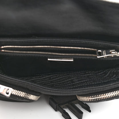 Prada Re-Nylon Spazzolato Double Pocket Buckle Shoulder Bag Black 5 of 11