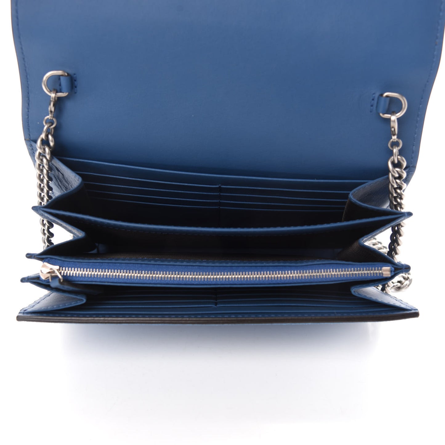 Suede Mini Dionysus Chain Wallet Blue