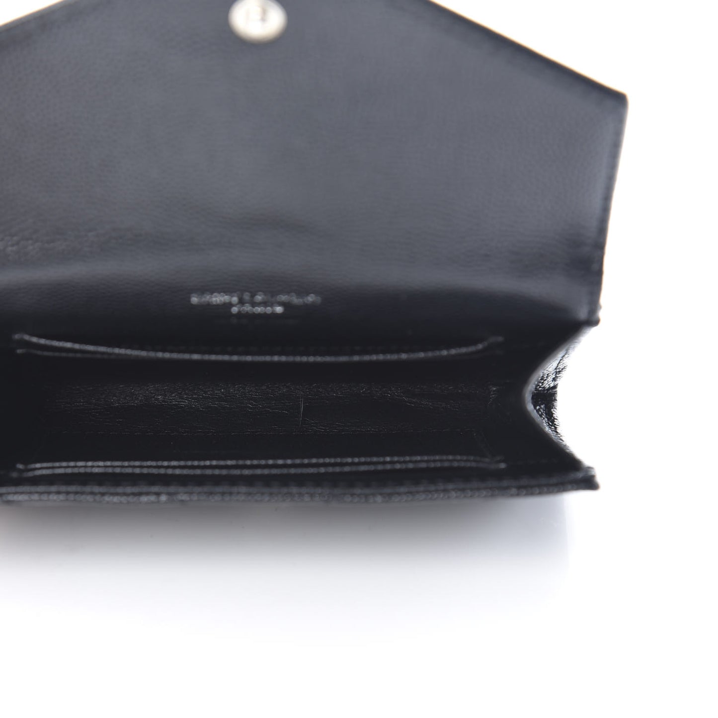 Grain De Poudre Matelasse Chevron Small Monogram Envelope Wallet Black