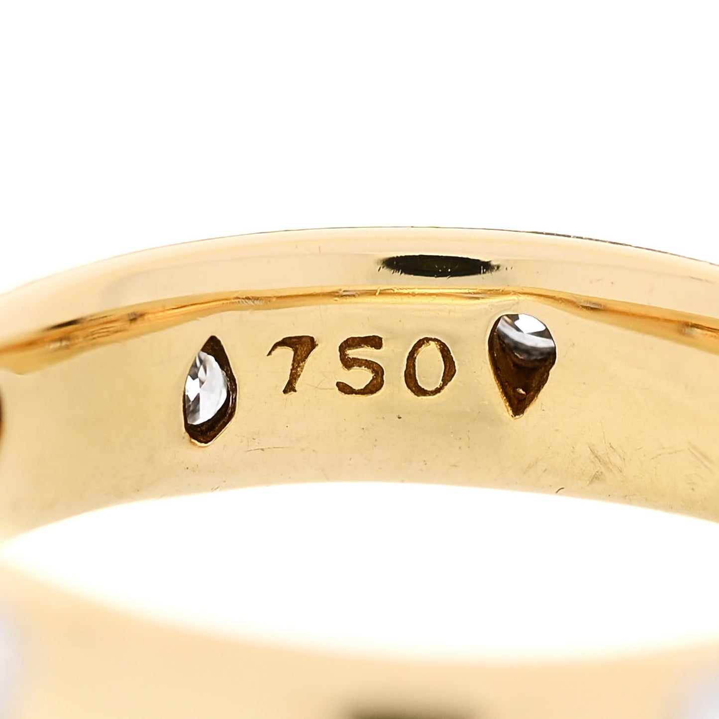 18K Yellow Gold Platinum Diamond 4mm Etoile Band Ring 47 4