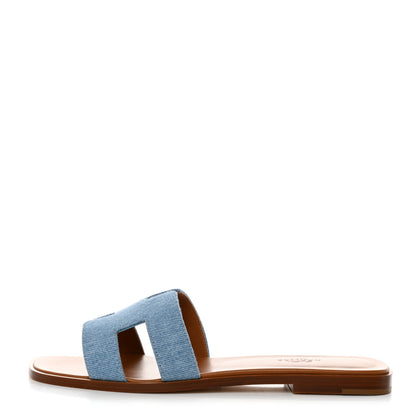 Hermes Denim Canvas Oran Sandals 38 Bleu Clair 1 of 9