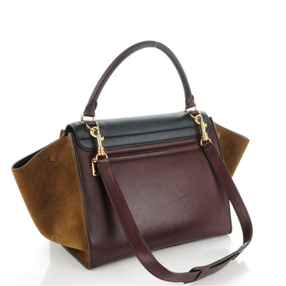 Celine Smooth Calfskin Suede Medium Tri-Color Trapeze Burgundy 3 of 7