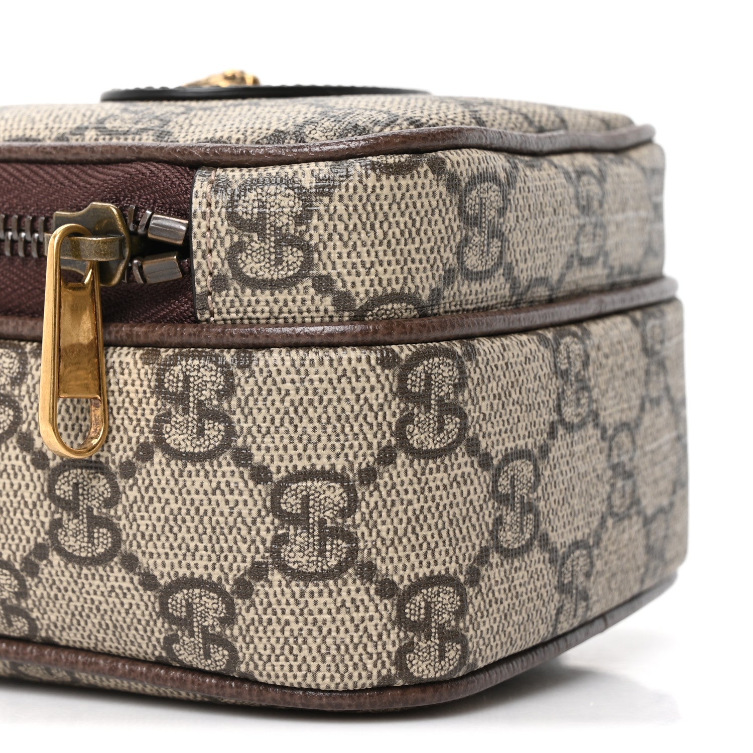 Gucci GG Supreme Monogram Mini Neo Vintage Double Zip Messenger Bag Beige New Acero Crop 9 of 10