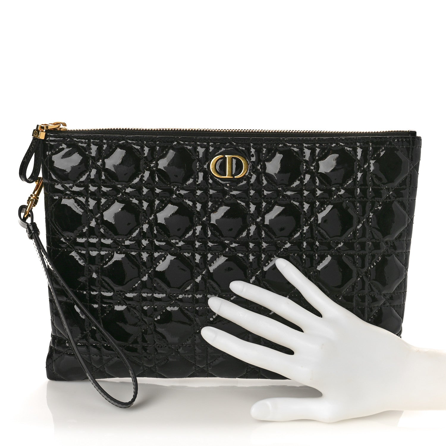 Christian Dior Patent Cannage Large Caro Daily Pouch Black 2 of 11