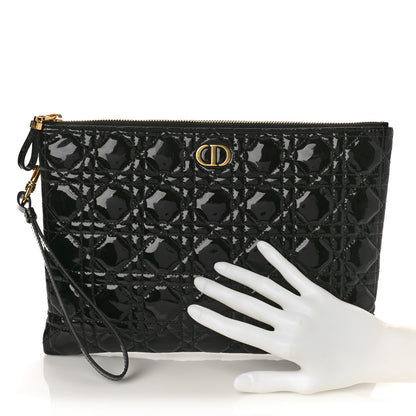 Christian Dior Patent Cannage Large Caro Daily Pouch Black 2 of 11