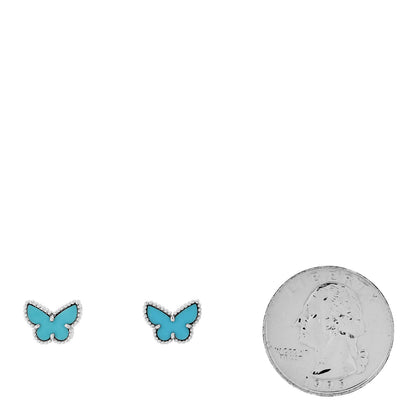 Van Cleef & Arpels 18K White Gold Turquoise Sweet Alhambra Butterfly Earrings 2 of 4
