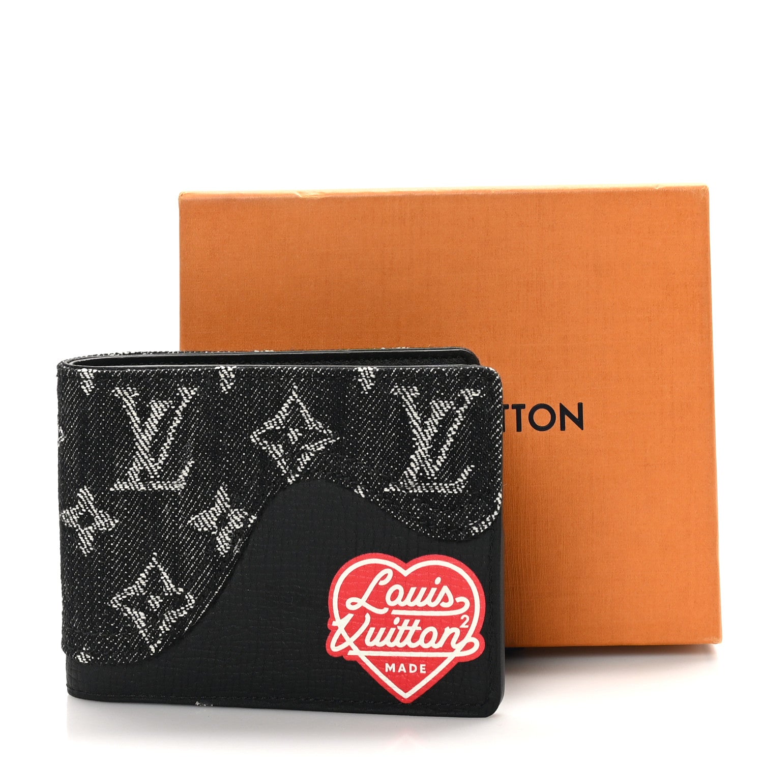 Louis Vuitton X NIGO Taurillon Monogram Denim Drip Slender Wallet Black 7 of 7