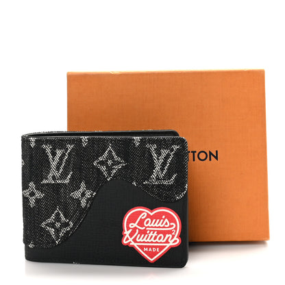 Louis Vuitton X NIGO Taurillon Monogram Denim Drip Slender Wallet Black 7 of 7