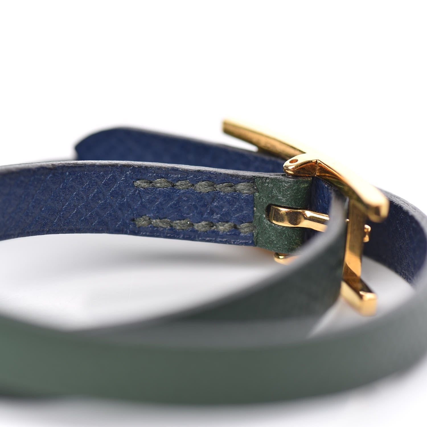 Hermes Epsom Behapi Double Tour Bracelet XS Bleu Saphir Vert Anglais 4 of 4