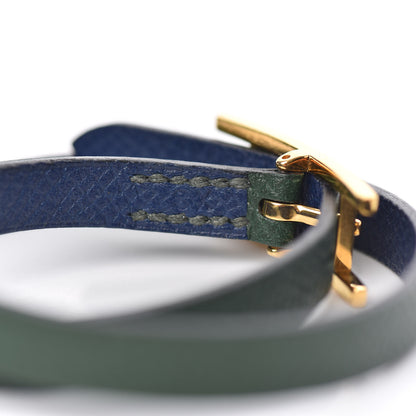Hermes Epsom Behapi Double Tour Bracelet XS Bleu Saphir Vert Anglais 4 of 4