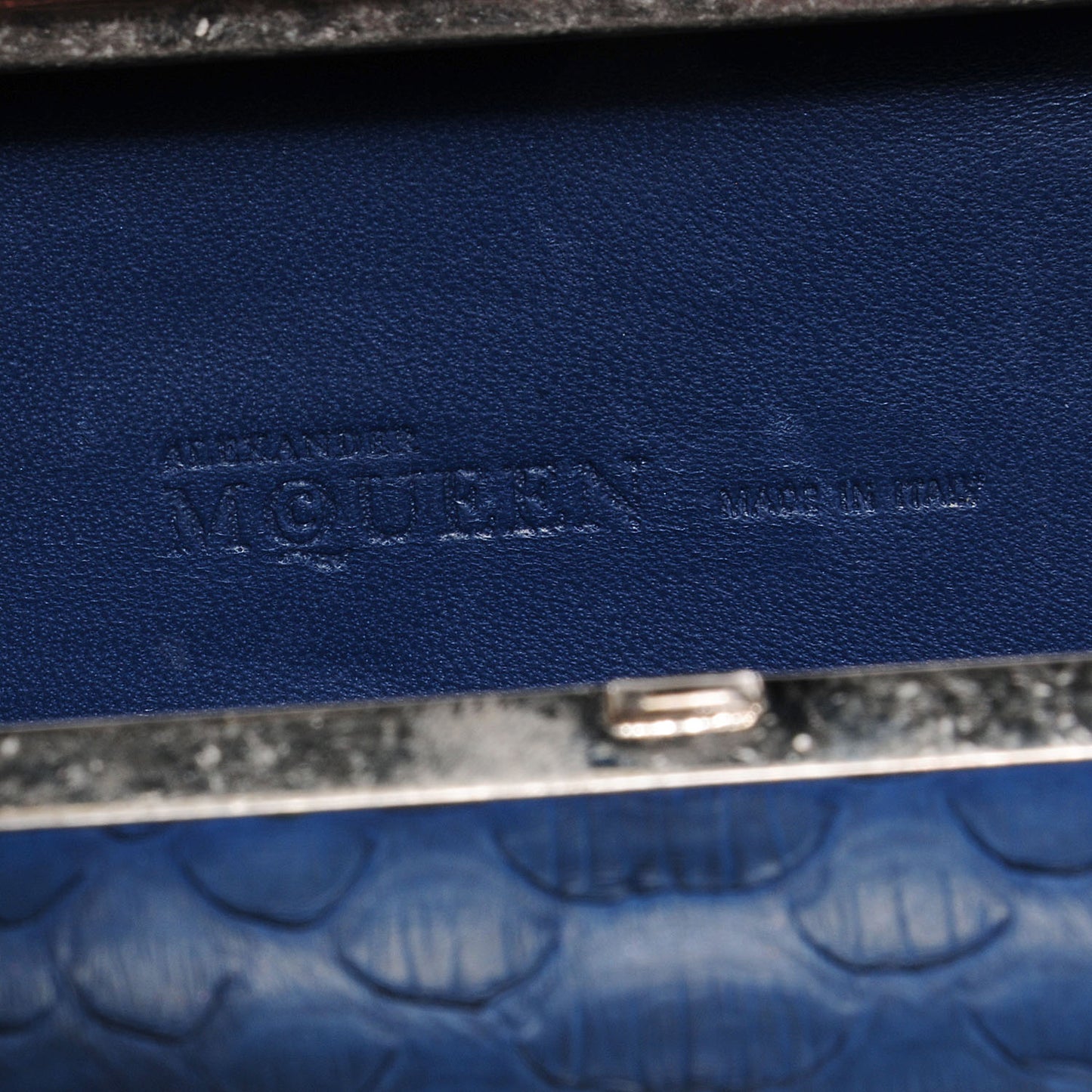 ALEXANDER MCQUEEN Python Knuckle Box Clutch Blue