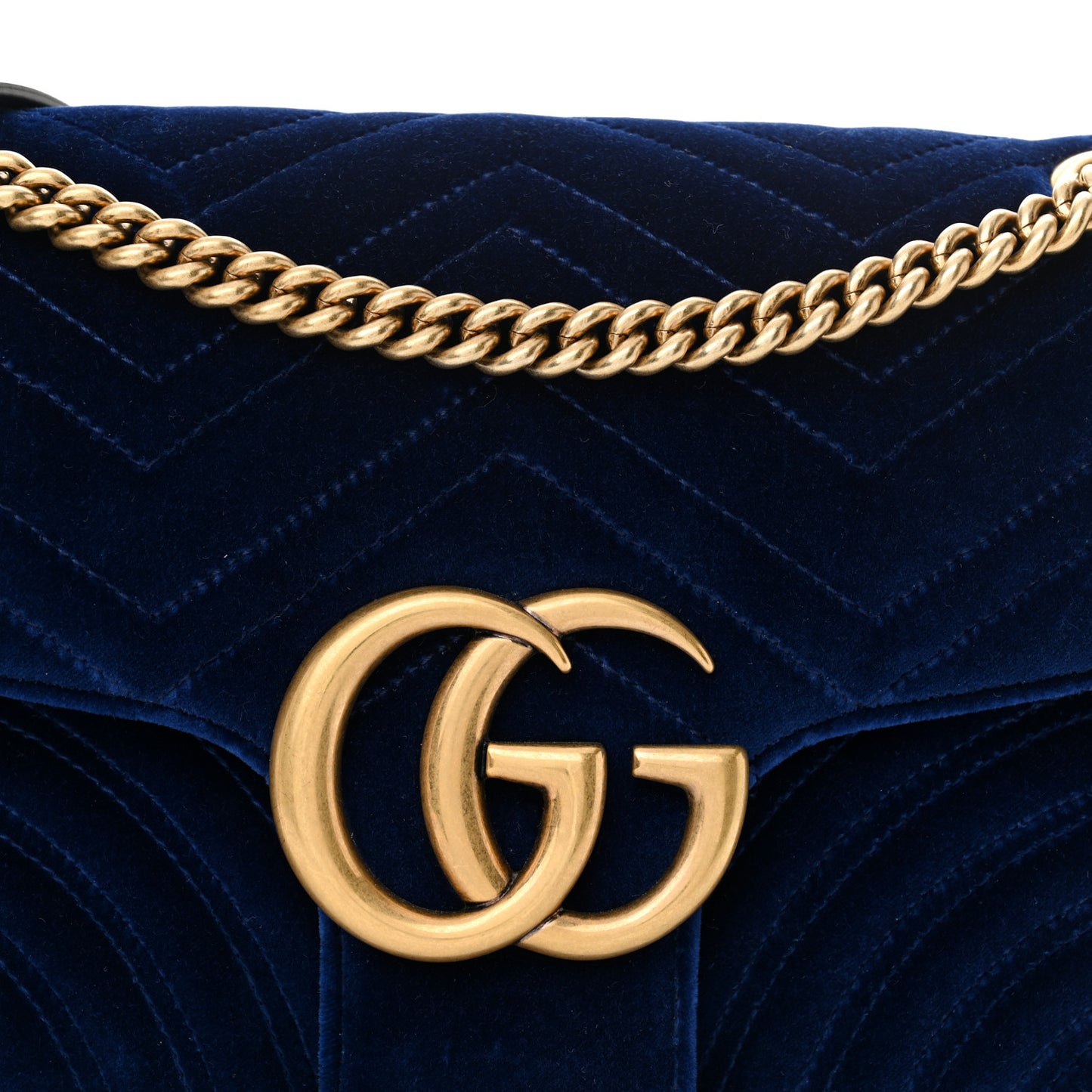 Velvet Matelasse Medium GG Marmont Shoulder Bag Cobalt Blue