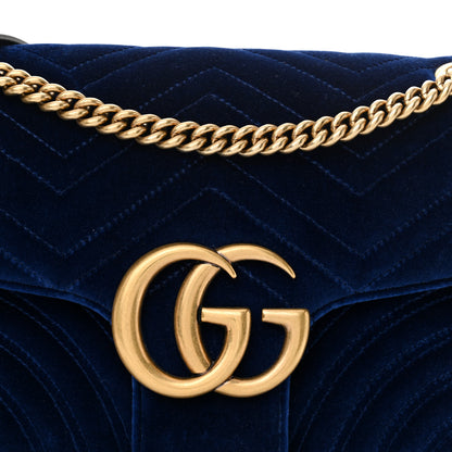 Gucci Velvet Matelasse Medium GG Marmont Shoulder Bag Cobalt Blue 8 of 10