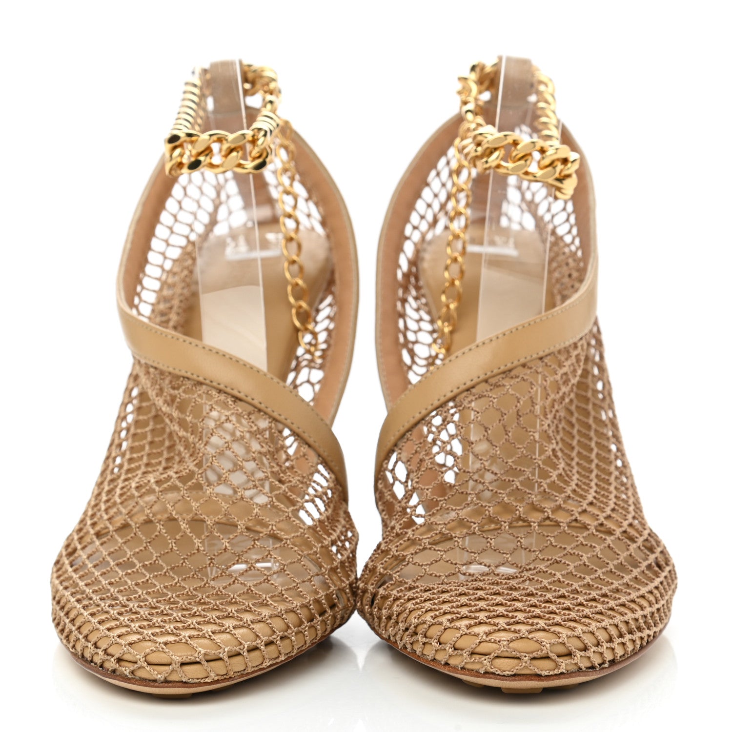 Bottega Veneta Mesh Nappa Chunky Chain Sandals 37 Beige Pony 2 of 8