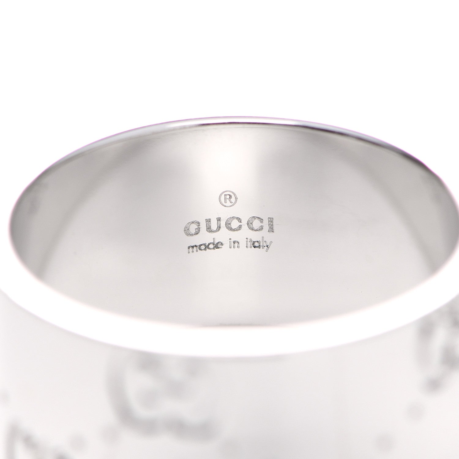 Gucci 18K White Gold 9mm Icon Band Ring 52 6 4 of 7