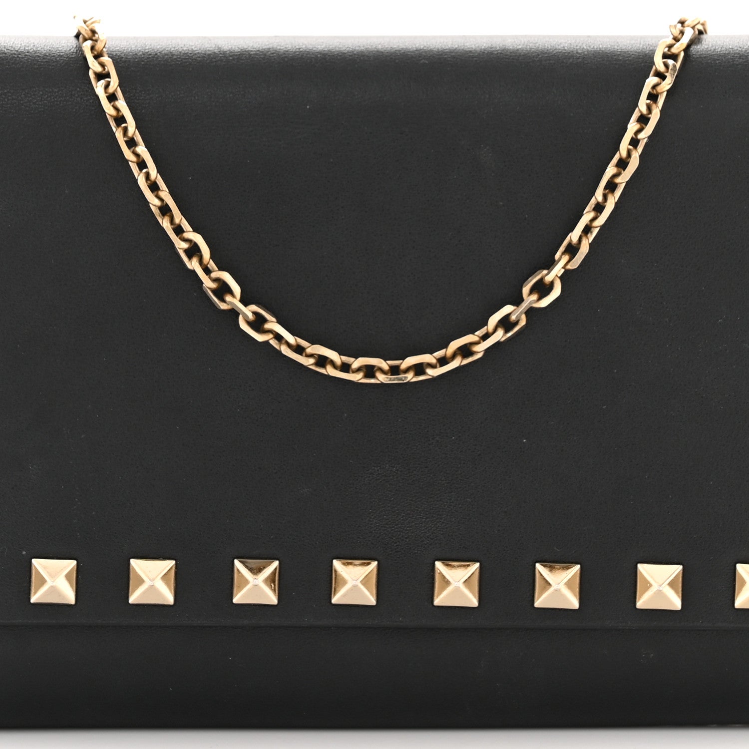 Valentino Garavani Vitello Rockstud Flap Wallet On Chain Black 9 of 15