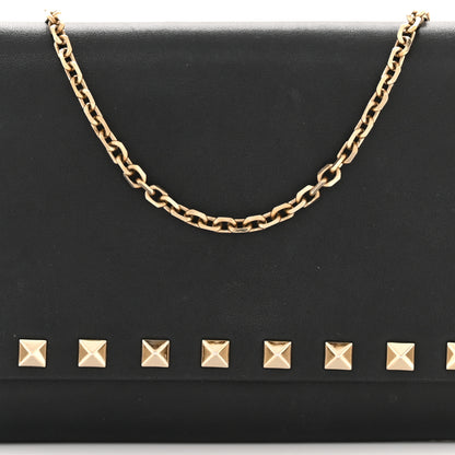 Valentino Garavani Vitello Rockstud Flap Wallet On Chain Black 9 of 15