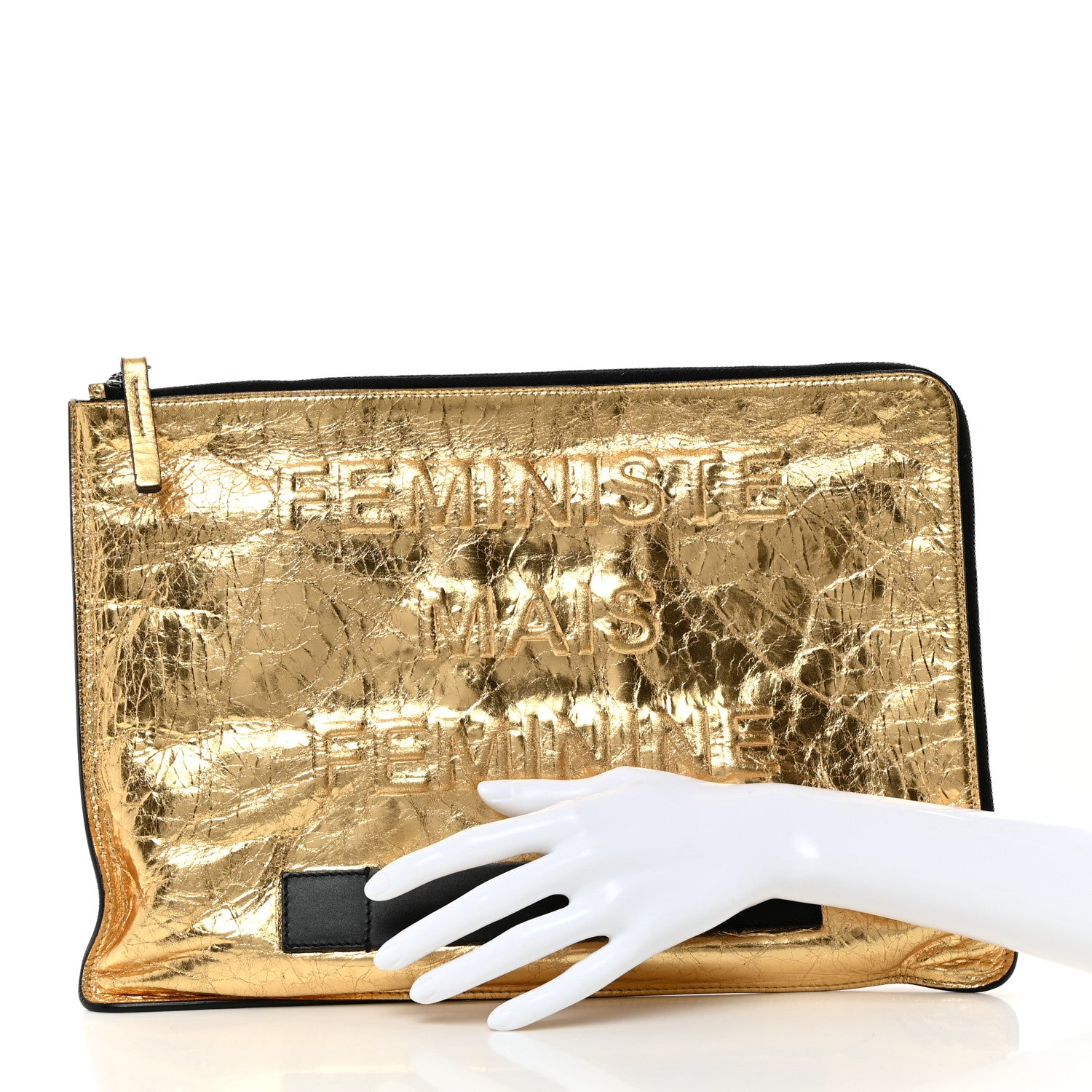 Chanel Metallic Lambskin Large Feministe Maize Feminine Pouch Clutch Gold 2 of 7