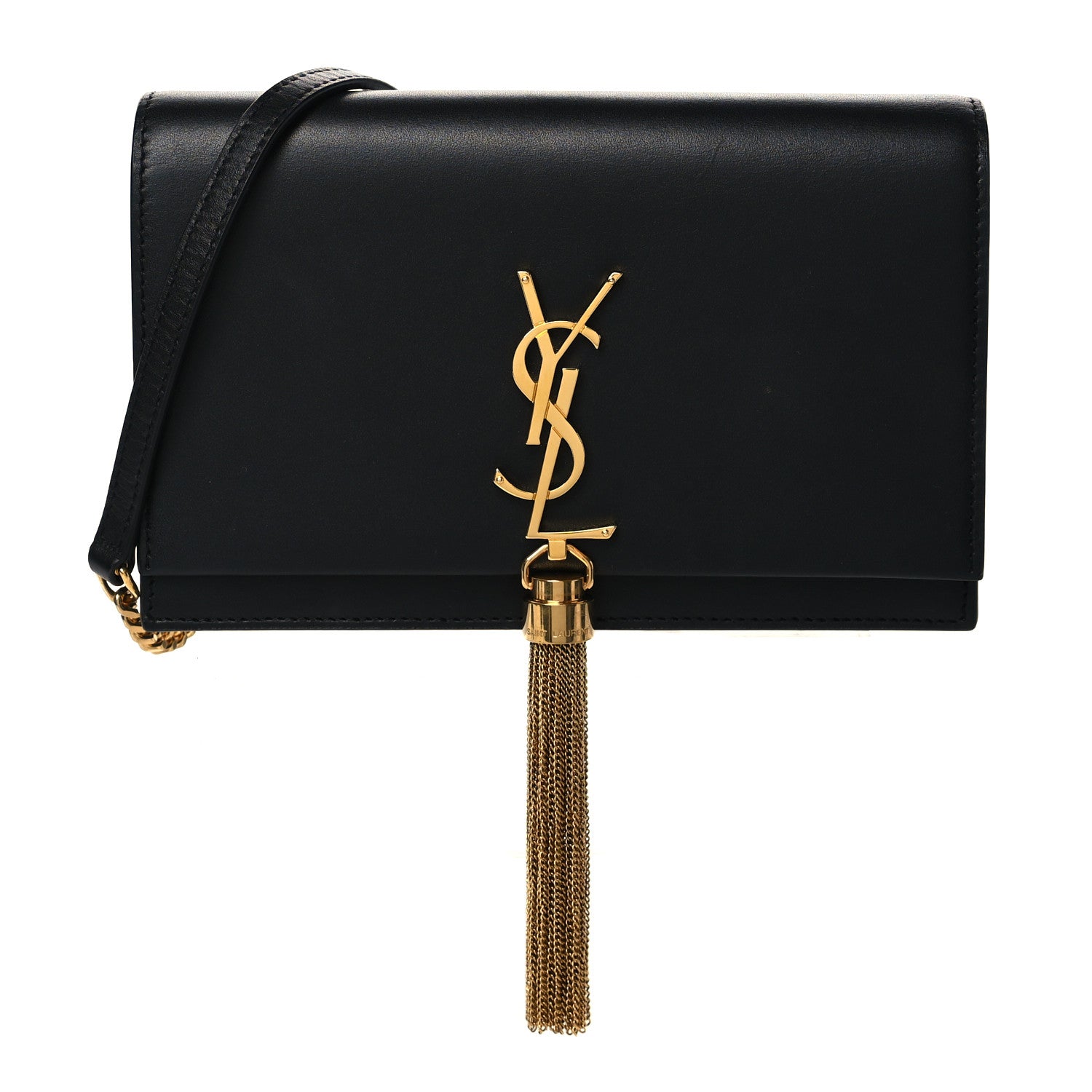 Saint Laurent Smooth Calfskin Classic Monogram Kate Tassel Chain Wallet Black 1 of 8