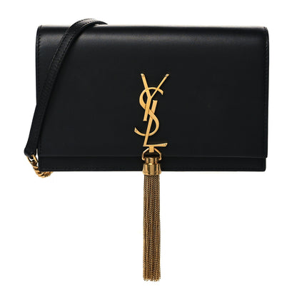 Saint Laurent Smooth Calfskin Classic Monogram Kate Tassel Chain Wallet Black 1 of 8
