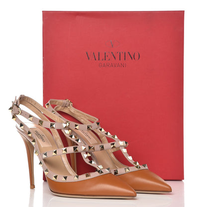 Valentino Garavani Nappa Rockstud Ankle Strap Pumps 39.5 Light Cuir Poudre 8 of 8