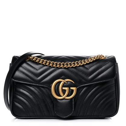Gucci Calfskin Matelasse Small GG Marmont Shoulder Bag Black 1 of 10