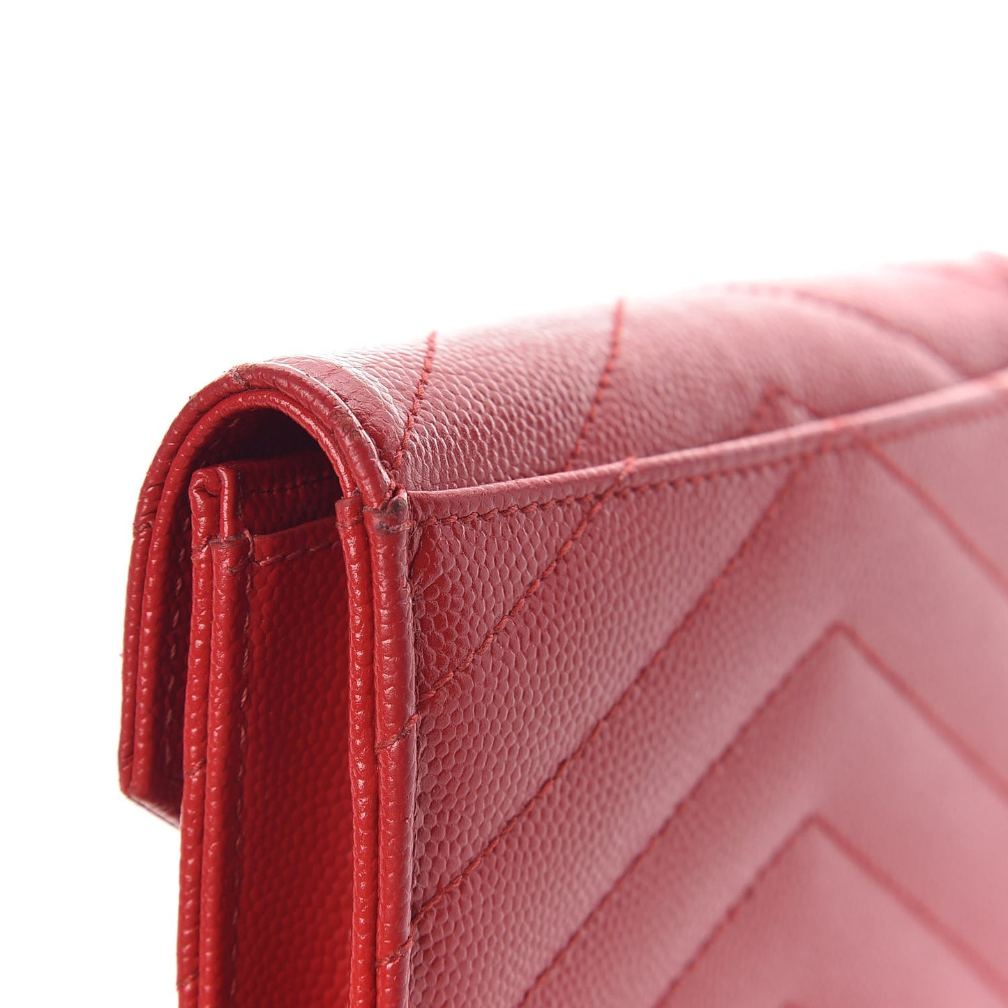 Grain De Poudre Matelasse Chevron Small Monogram Envelope Wallet New Red