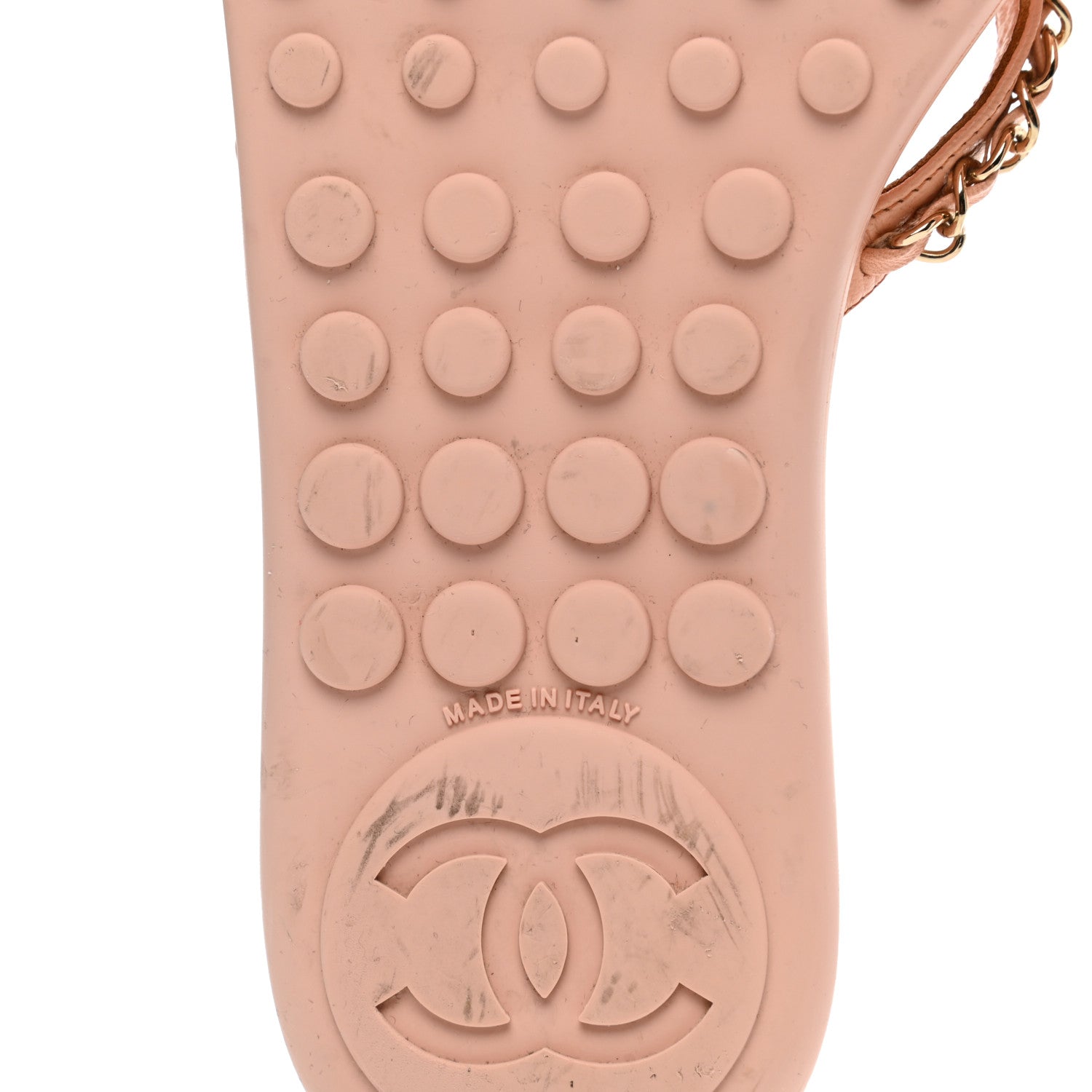 Chanel Calfskin CC Chain Thong Sandals 37 Pink 6 of 10