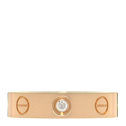 Cartier 18K Pink Gold Diamond 4mm LOVE Wedding Band Ring 45 3.25 1 of 10