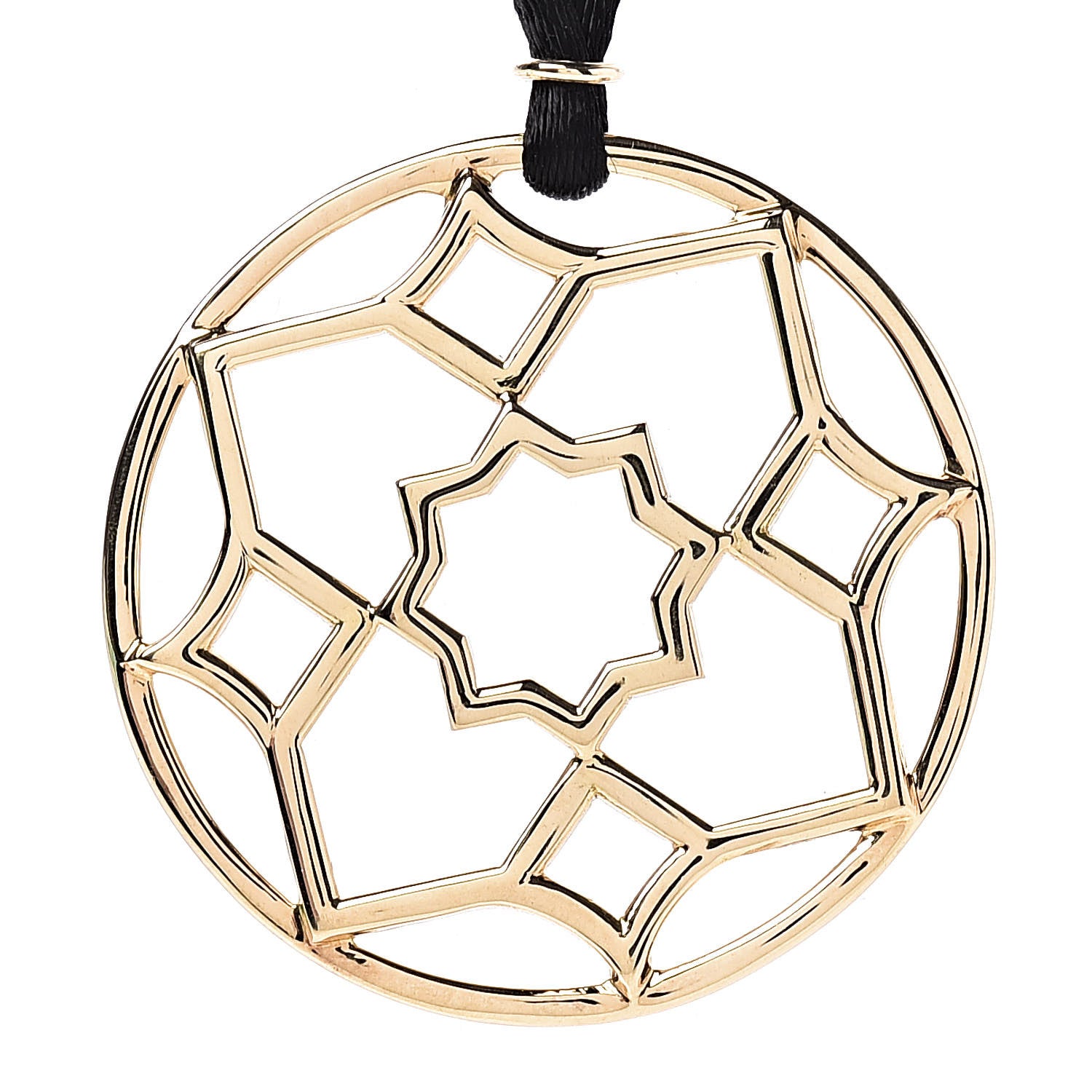 Tiffany 18K Yellow Gold Paloma Picasso Zellige Medallion Pendant Cord Necklace 4 of 6
