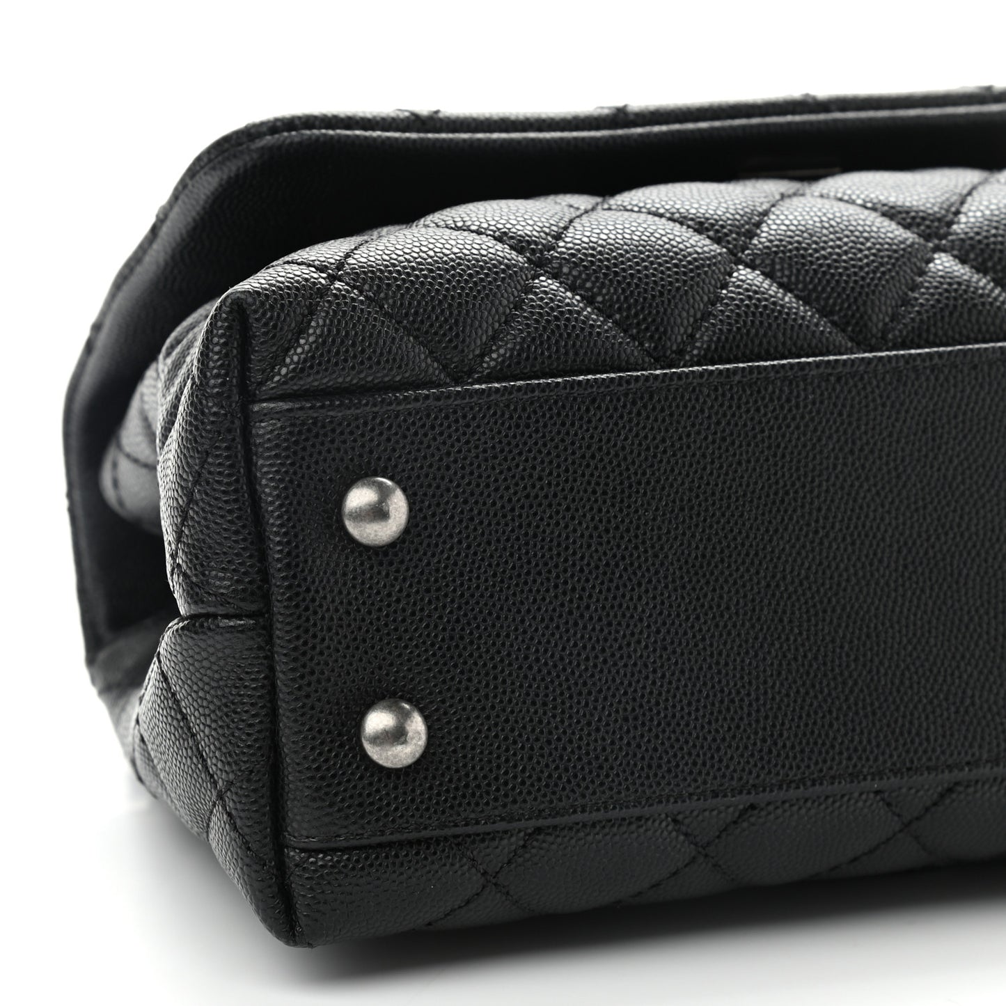 Caviar Lizard Quilted Mini Coco Handle Flap Black Khaki