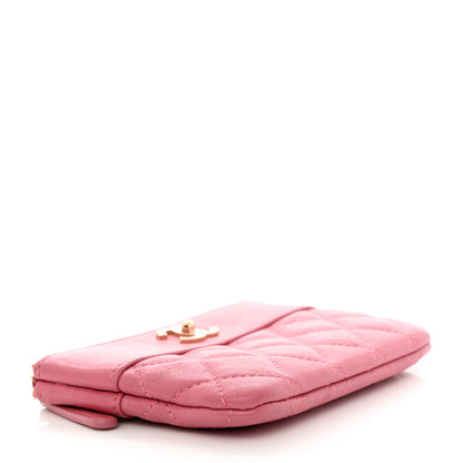 Chanel Sheepskin Quilted Small Mademoiselle Vintage Zip Pouch Dark Pink 4 of 9