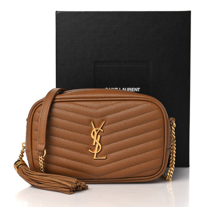 Saint Laurent Grain De Poudre Matelasse Monogram Mini Lou Camera Bag Dark Natural 10 of 10