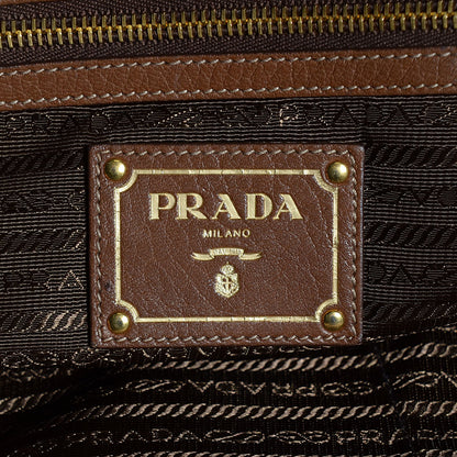 Prada Cervo Double Handle Tote Brown 6 of 10