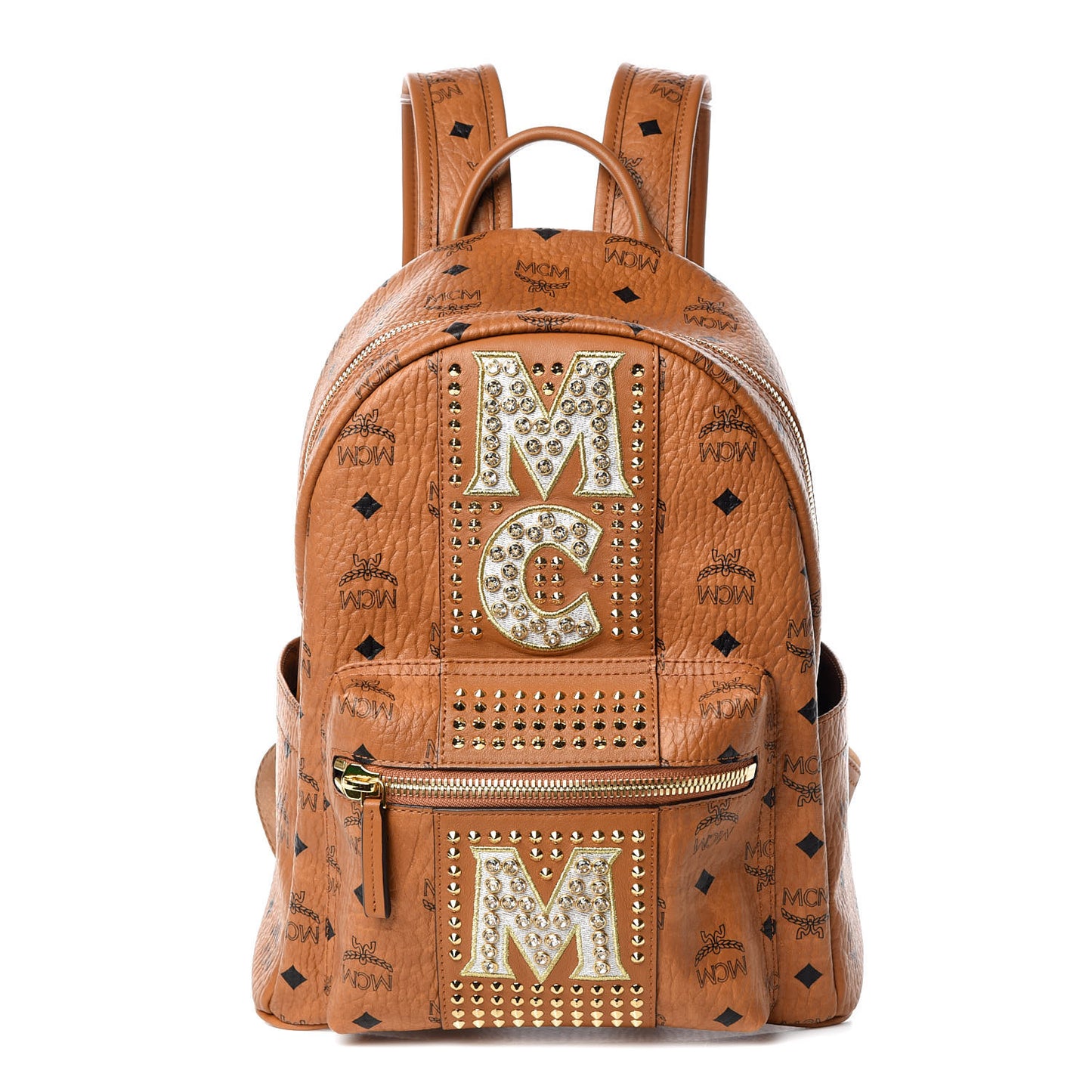 Visetos Studded Stark Stripe Backpack Cognac