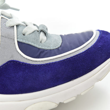 Chanel Nylon Lambskin Suede Calfskin Womens Logo Sneakers 39 Blue Coral 10 of 21