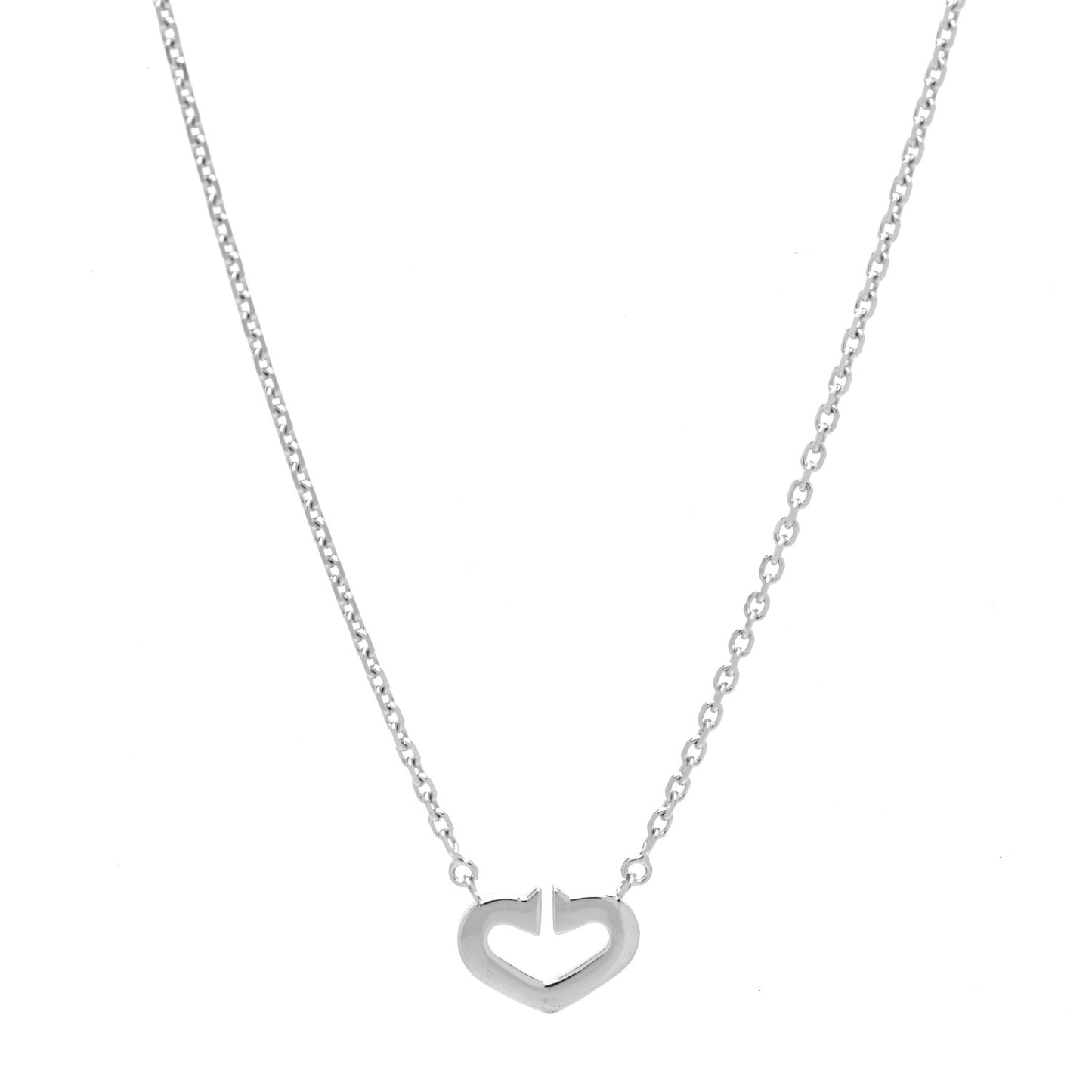 18K White Gold Diamond Small Hearts and Symbols Pendant Necklace