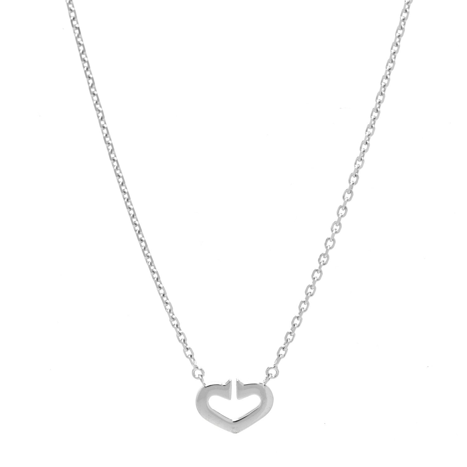 Cartier 18K White Gold Diamond Small Hearts and Symbols Pendant Necklace 4 of 7
