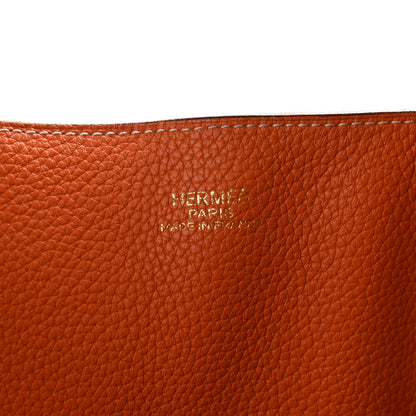 Hermes Taurillon Clemence Double Sens 45 Reversible Tote Orange Gold 8 of 13