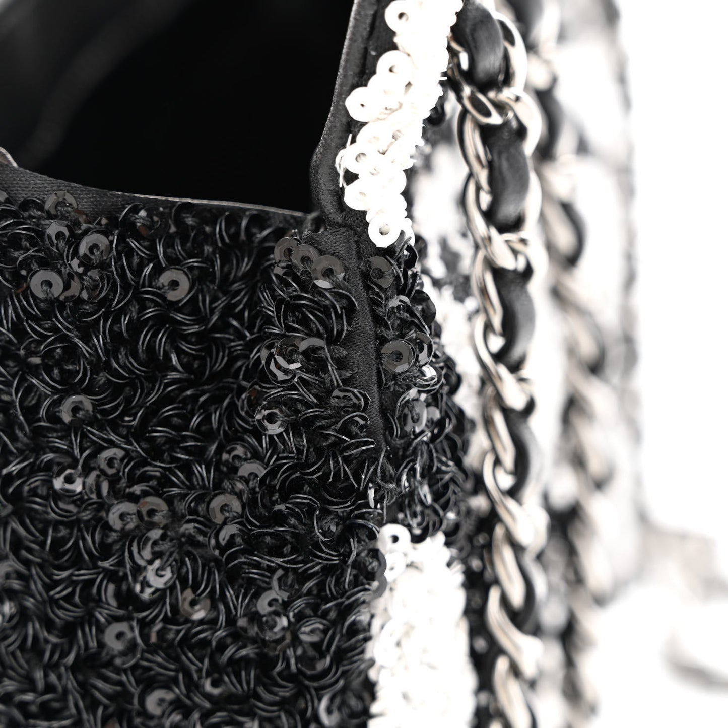 Sequin Mini Rectangular Flap Black White