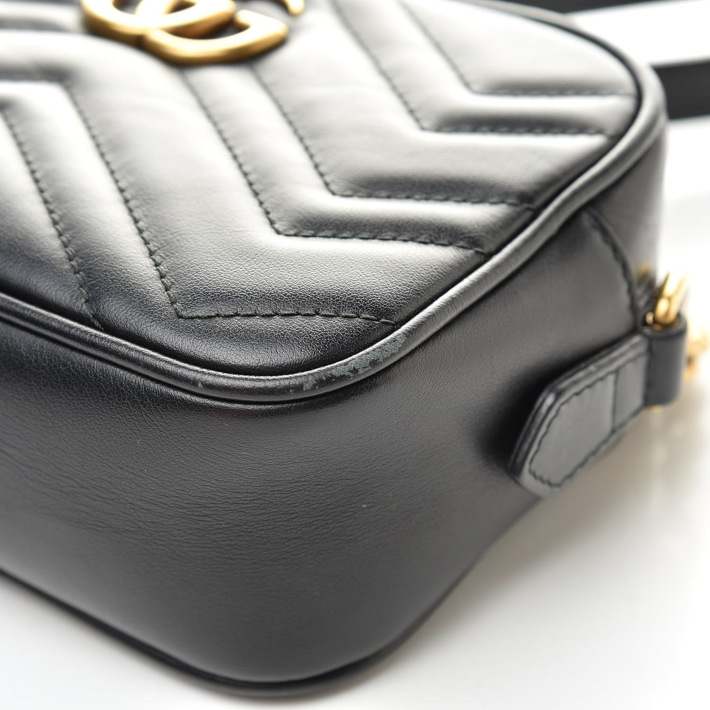 Calfskin Matelasse Mini GG Marmont Chain Shoulder Bag Black